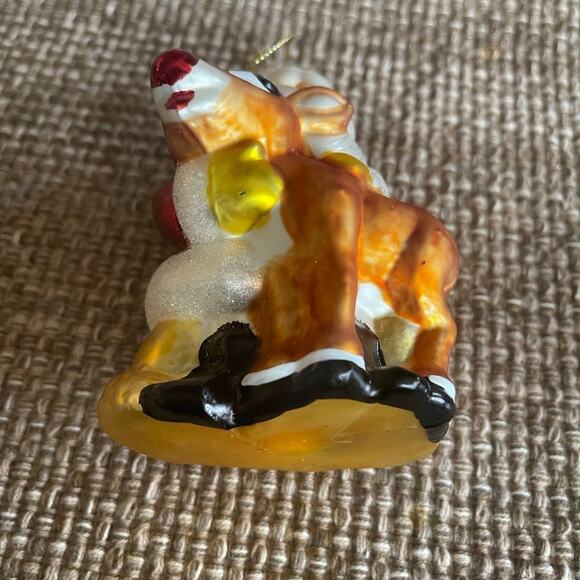 Kurt S. Adler Santa Claus and Rudolph the red nosed reindeer glass ornament 5” - Picture 9 of 9